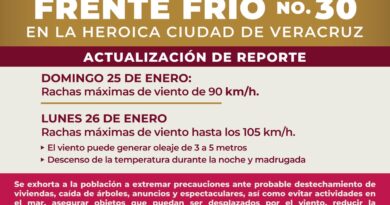 Mantiene PC alerta gris por paso del Frente Frío número 30