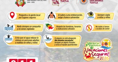 Exhorta PC Municipal a seguir recomendaciones durante visita a playas de San Andrés Tuxtla 