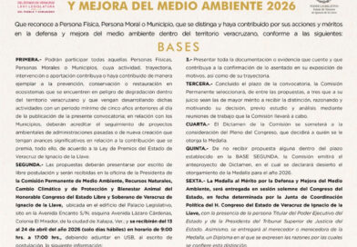 Emite Comisión convocatoria para entrega del Premio al Mérito Ambiental 2026
