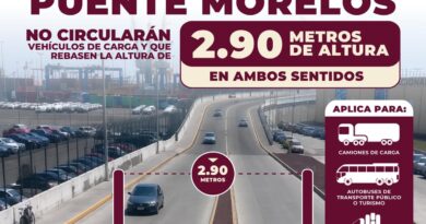 Cierre vial en Puente Morelos de 19 a 21 horas este martes por trabajos de señalamiento