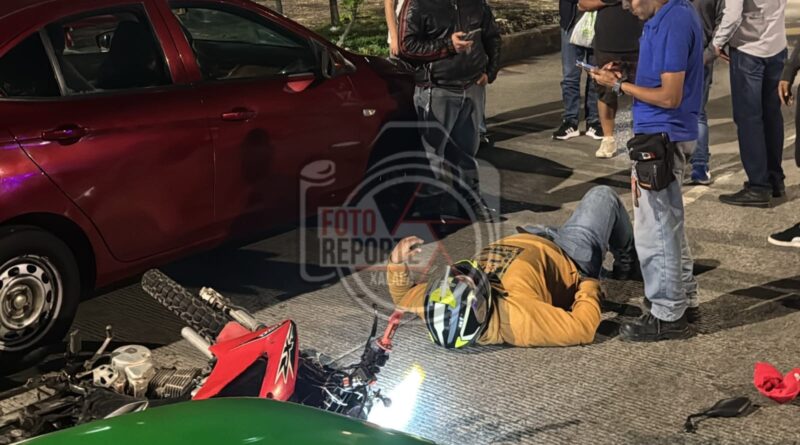 Motociclista resulta lesionado tras accidente en Ruiz Cortines