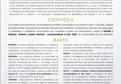 Abierta, la Convocatoria para otorgar la Medalla “Heberto Castillo Martínez” 2026