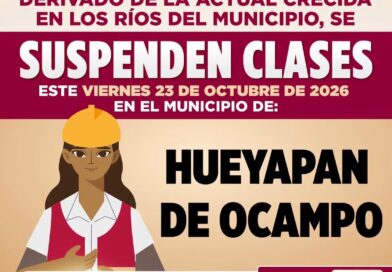 Suspenden clases en Hueyapan de Ocampo por crecida de ríos