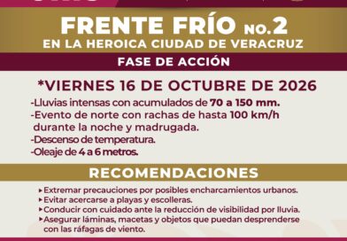 Mantiene Ayuntamiento de Veracruz monitoreo por Frente Frío 2 y exhorta a la población a extremar precauciones